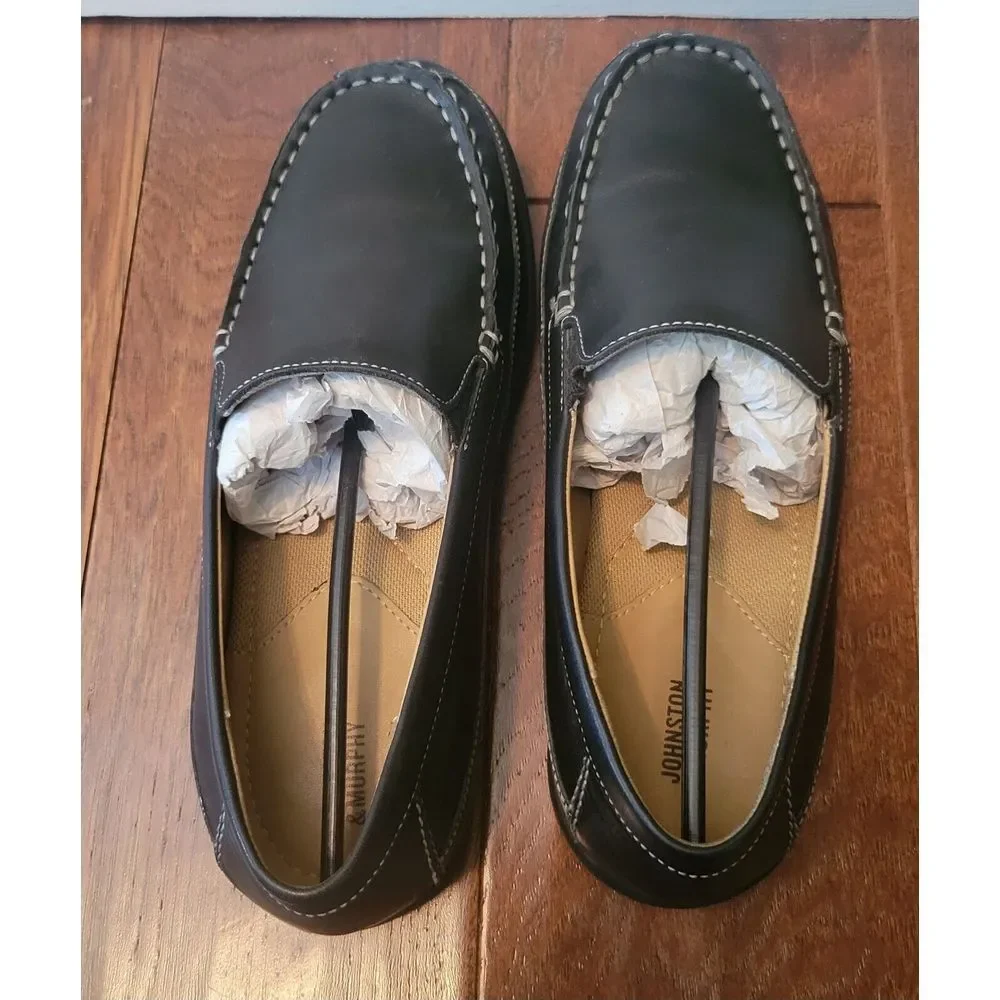 Johnston & Murphy Locklin Leather Venetian Slip-Ons Boy's Size 8.5‎ Black